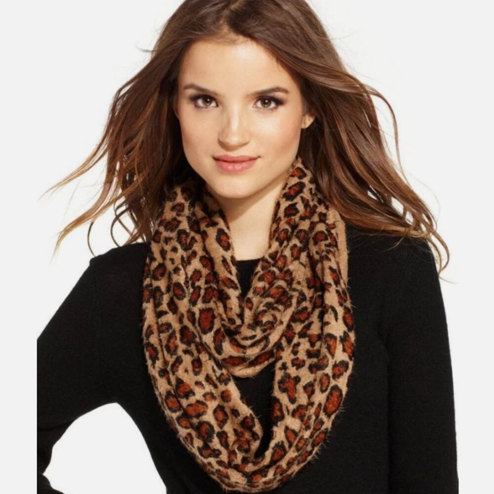 Womens Cejon Brushed Loop Infinity Scarf Animal Print Soft